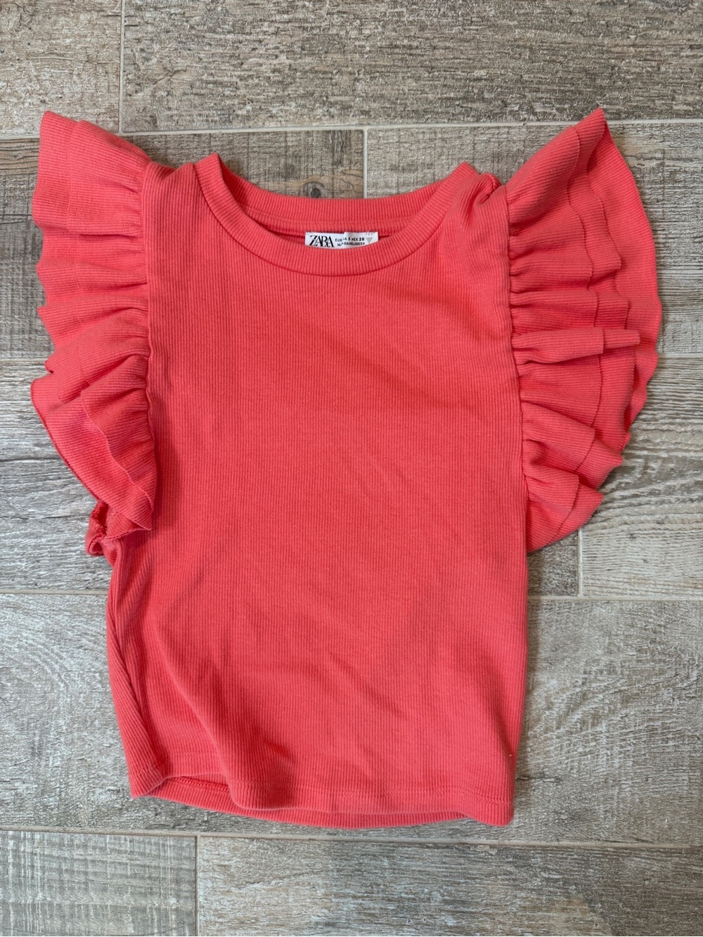 Zara Coral Pink Ruffle Sleeve Tee